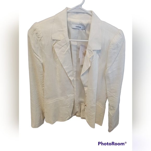New JustFab Cream Linen Blazer - Women's Small - Picture 1 of 3
